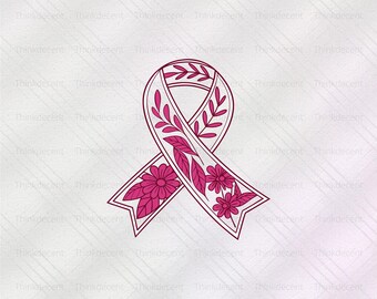 Breast Cancer Mandala Floral Patterned svg, breast cancer gift, breast cancer svg, floral cancer ribbon shirt, cancer ribbon t-shirt