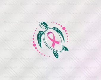 Breast Cancer Ribbon Sea Turtle Svg, Breast Cancer Turtle Png, Cancer Shirt Svg, Fight Cancer Svg, Breast Cancer Shirt, Fight Cancer Shirt