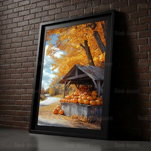 Kürbisstand Wandkunst Druck, Herbst Kürbis Patch Druck, Herbst Landstraße Druck, Erntezeit Bauernhaus Druck, Thanksgiving Wohnkultur