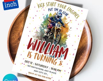 Editable Dirt Bike Birthday Invitation, Motocross Racing Template, Dirt Bike Adventure Party theme Evite, Motorbike Invite, Instant Download