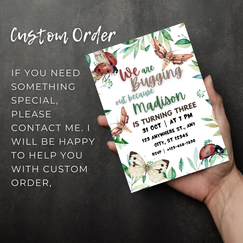 Editable Bug Birthday Invitation - Boy Insect Party Invite - Insect ...