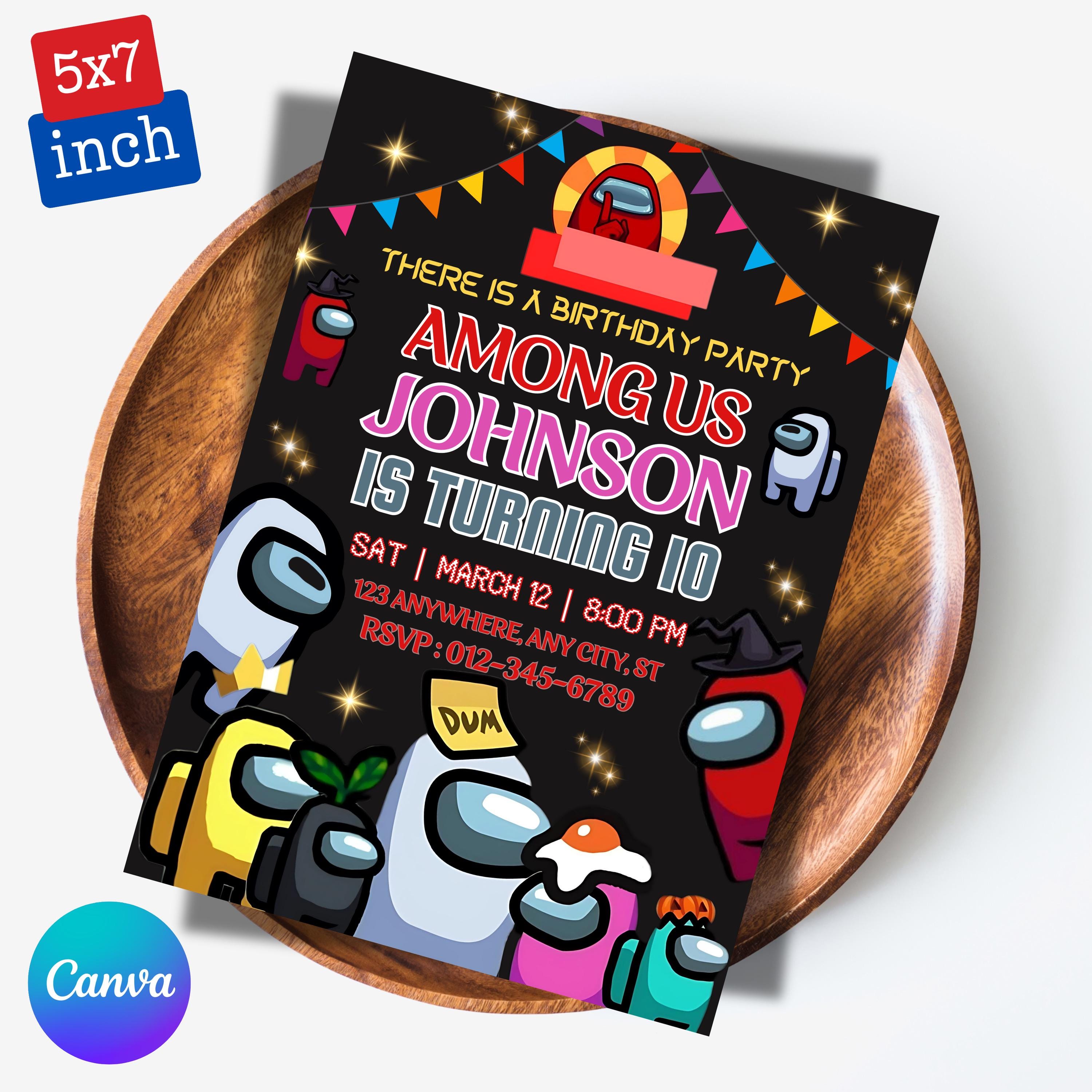 Among us invitation Birthday Invitation | Kids Birthday Invitation | Amoung us Game invite | Digital Editable Personalized Canva Printable