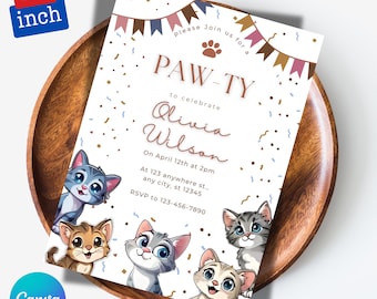 Cat Themed Birthday Invitation, Cat Birthday Invite, Cat Birthday Invitation, Cat Invitation, Are You Kitten Me Invitation, Editable Invite