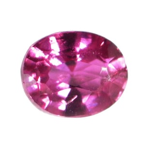 May include: A vibrant pink oval-shaped gemstone with a faceted cut.