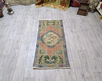 Tappeto turco Oushak vintage 4,2x2,0 piedi: lana e cotone fatti a mano
