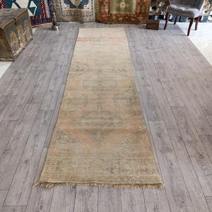 3x11 Vintage Turkish Rug Runner: Handmade Wool Cotton Blend