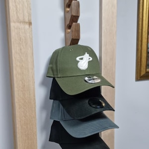 Blackwood 10 Slot Wall mounted Wooden Cap Holder. Timber Cap Stand. Hat Rack. 10 Hook Cap Display.  Australian made.