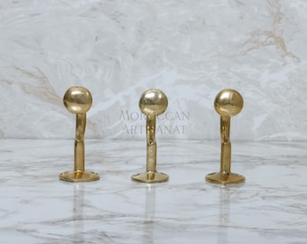 Solid Unlacquered Brass Wall Hook: Vintage Style, 3-inch