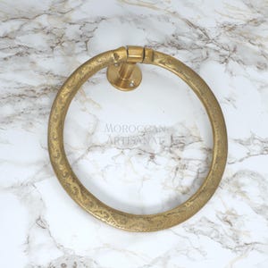 Engraved Solid Brass Towel Ring – Wall Mounted Round Towel Holder for Bathroom