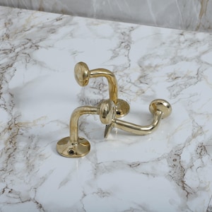 Solid Brass Wall Hook Unlacquered Antique Gold Coat Hook Handmade Towel Holder for Bathroom Entryway Kitchen