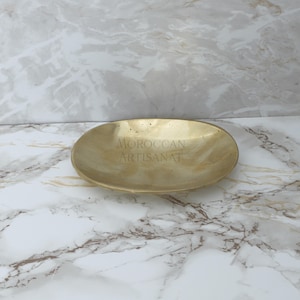 Handmade Unlacquered Brass Wall Soap Dish – Moroccan Vintage Brass Soap Holder for Bathroom Decor