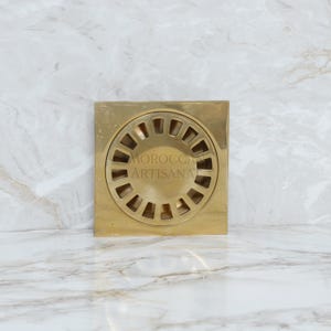 Shower Drain Unlacquered Brass Floor Cover – Durable Antique Finish Bathroom & Wet Room Drain Protector
