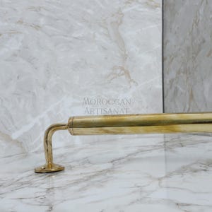 Handmade Unlacquered Brass Towel Bar – Solid Brass Wall-Mounted Rack for Bathroom or Kitchen
