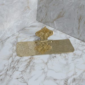Hand-Engraved Unlacquered Brass Wall Shelf | Vintage Floating Shelf for Bathroom, Kitchen, or Entryway Decor