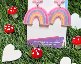 Rainbow Earrings | Big Statement Earrings, Handmade, Kawaii Earrings, Rainbow, Festivals, Cute Earrings, Gifts For Her