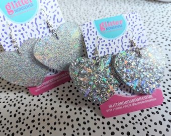Giant Holographic Heart Earrings | Made To Order Heart Earrings