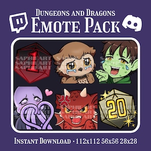 D&D / BG3 Emote Pack | 6 Emotes for Twitch / Discord | Dungeons and Dragons / Baldur&#39;s Gate 3