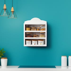 Lenox Spice Rack Shelf | White Handmade Solid Wood Lenox Spice Rack Shelf | for Lenox Village Spice Collectors, Kitchen Decor, Gift for Mom