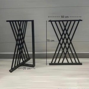 Crossed Metal Table Legs, Powder-Coated Steel Base, Modern Elegant Table Frame, Heavy Duty Table Legs, Dinning Table Legs, Living Table Legs