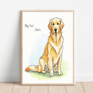 Ritratti di animali domestici personalizzati utilizzando foto di animali domestici, ritratti di cani personalizzati, ritratti di gatti, ritratti di Golden Retriever, poster di disegni di animali domestici personalizzati.