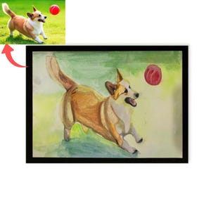 Ritratto di animale domestico personalizzato ad acquerello - Dipinto di cane personalizzato da foto - Regalo unico per gli amanti degli animali, dipinto di animali, regalo personalizzato con cornice