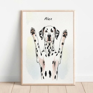 Ritratto di un dalmata ad acquerello, dipinto personalizzato di un animale domestico da una foto, ritratto di un animale domestico personalizzato utilizzando una foto di un animale domestico, poster di disegno di un animale domestico