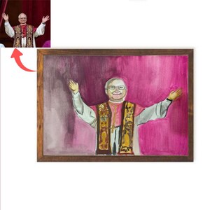 Ritratto personalizzato ad acquerello di Papa Leone – Arte dell'ordinazione cattolica – Regalo religioso personalizzato – Decorazione murale cattolica dipinta a mano, Leone XIV