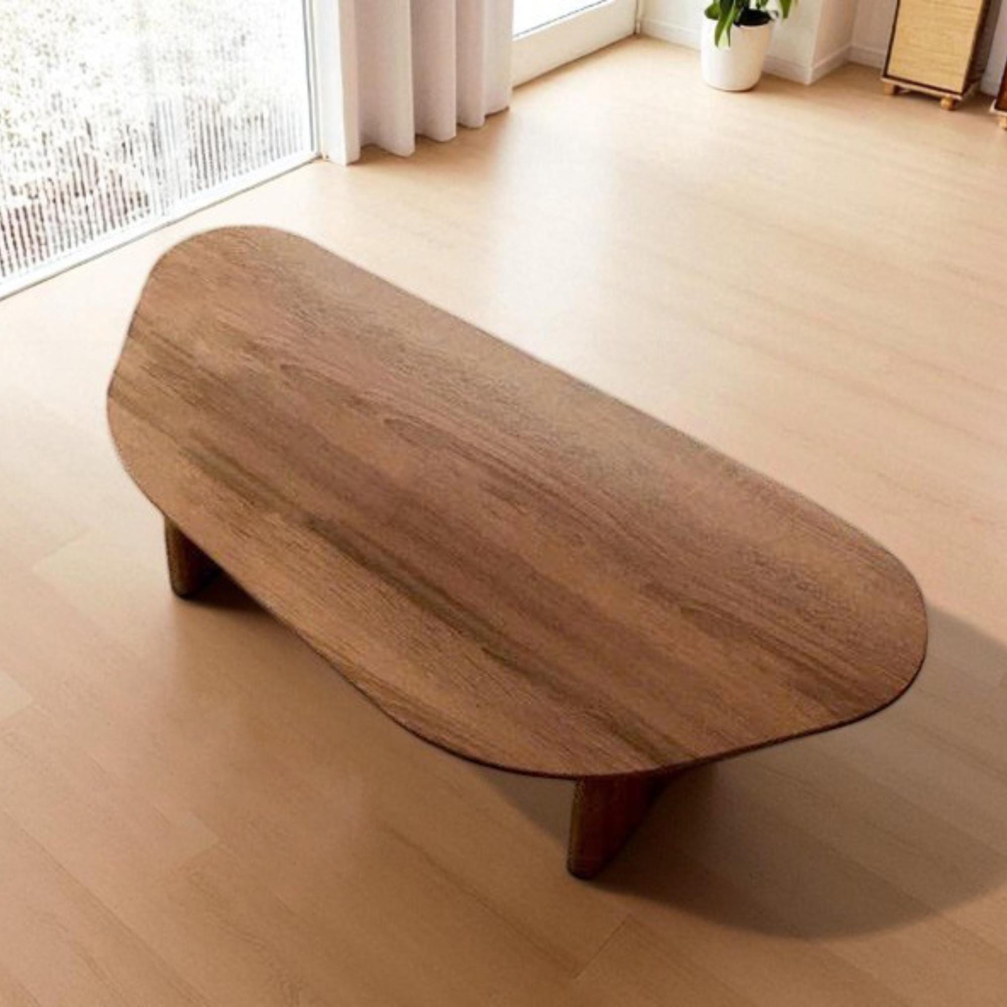 受注製作 オーク無垢材 モダン木製サイドテーブル 北欧風 侘び寂び