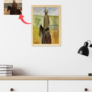 Ritratto ad acquerello personalizzato, ritratto di famiglia, ritratti da foto, dipinto personalizzato del padre da foto - Regalo per papà con arte rustica dipinta a mano