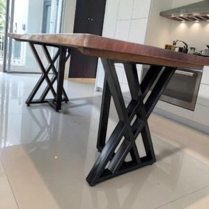 Set of 2 Table Legs, X-Shaped Metal Table Legs | Industrial Black Steel Base | Elegant Table Frame for Modern Decor, Heavy Duty Table Legs