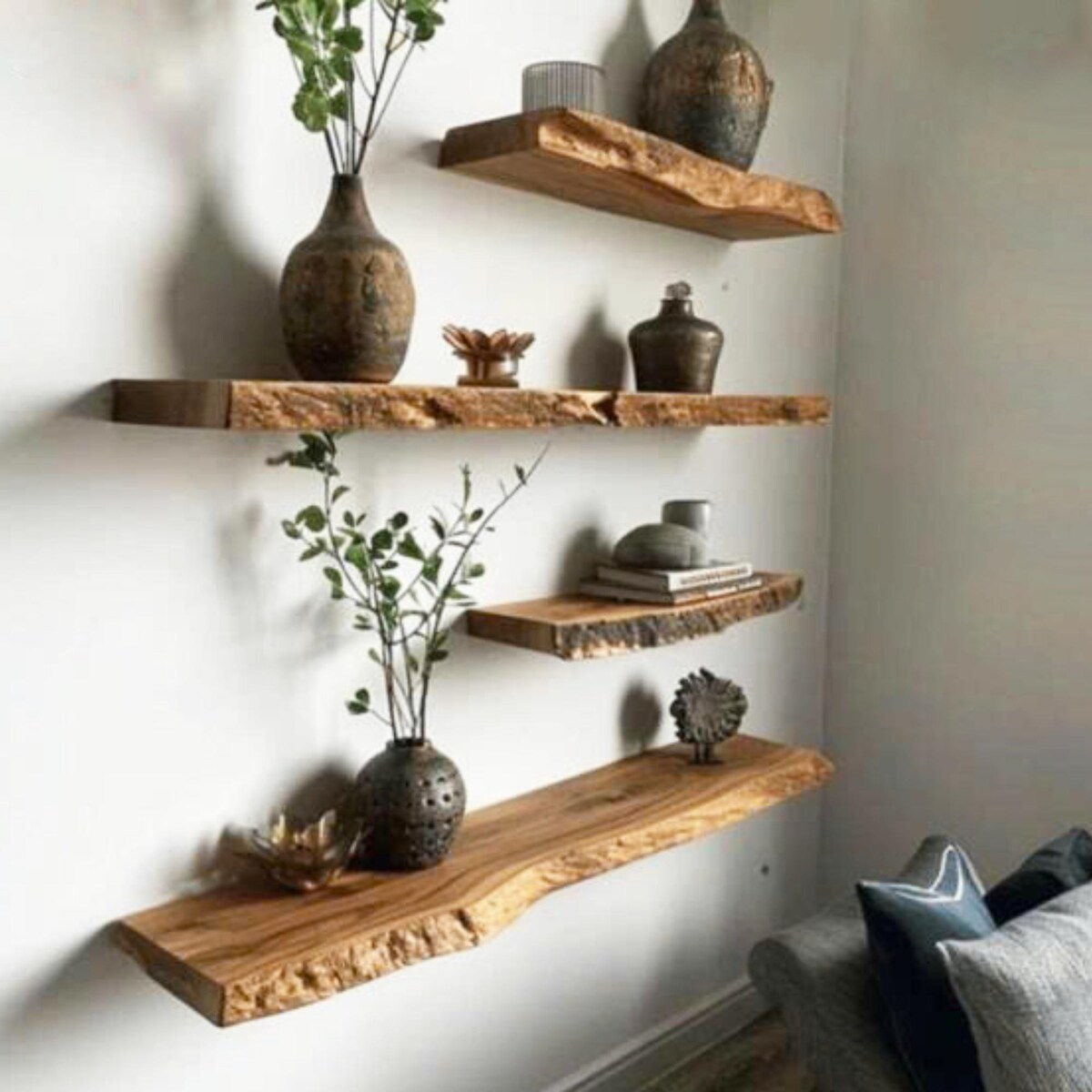 Live Edge Walnut Floating Shelves, Reclaimed Industrial Wooden Floating Shelves, Farmhouse Heavy Duty Floating Shelves, Bathroom Shelf - Etsy
