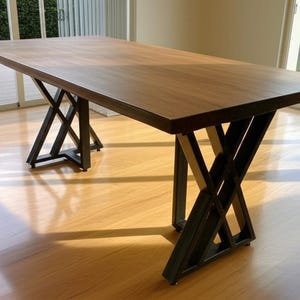 X-Shaped Metal Table Legs | Steel Table Legs (set of 2), Dining Table, Desk Legs, Furniture Legs, Industrial Table Chair Legs for Long Table