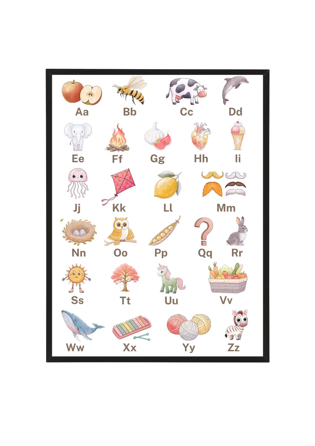 Alphabet Poster for Kids Nursery Wall Art Educational Print Montessori ...