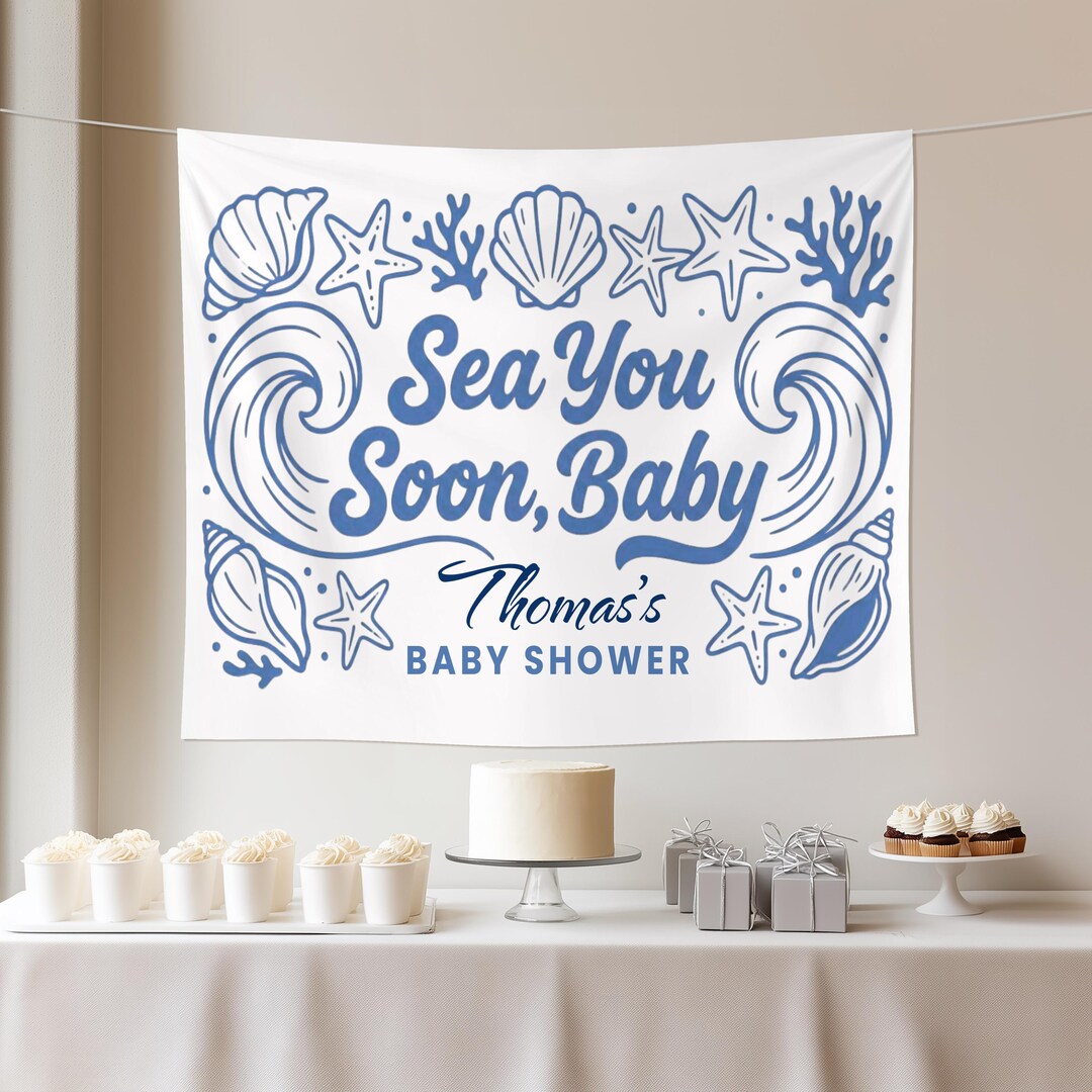 Custom Sea You Soon Baby Shower Backdrop, Personalized Ocean Theme Baby ...