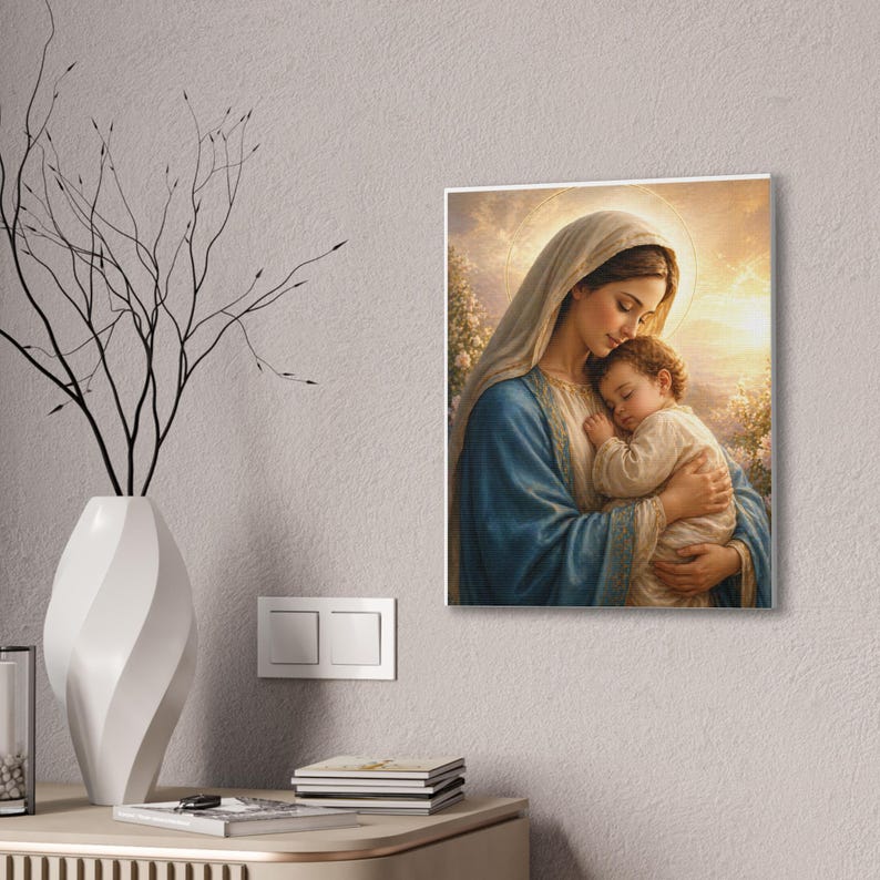Virgin Mary and Baby Jesus Canvas Wall Art | Madonna and Child ...