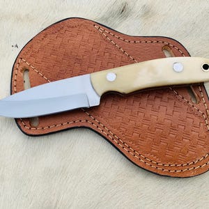 custom handmade J2 steel skinner knife with leather sheath