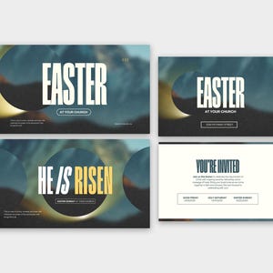 Canva Church Easter Templates, Easter Sunday Presentation Slides, Easter Invite, Easter Canva, Easter 2025, Easter Bundle, Sermon Series image 1