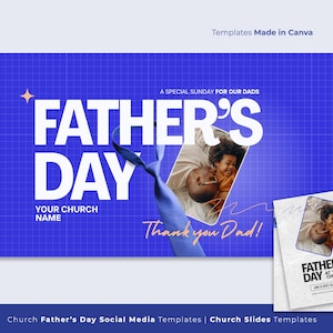 Modelli Canva per la festa del papà in chiesa, diapositive di presentazione, social media per la festa del papà, post Instagram della chiesa, social media della chiesa, volantini