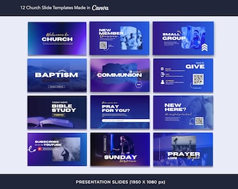 12 Canva Church Templates, Pre-Service Church Slides, Church Templates, Welcome Graphics, Modern Church Announcements, Aesthetic Slide Show