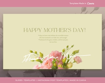 Mother’s Day Church Canva Templates, Presentation Slides, Instagram Posts, Social Media Graphics, Mother's Day Flyer, Mother's Day Brunch