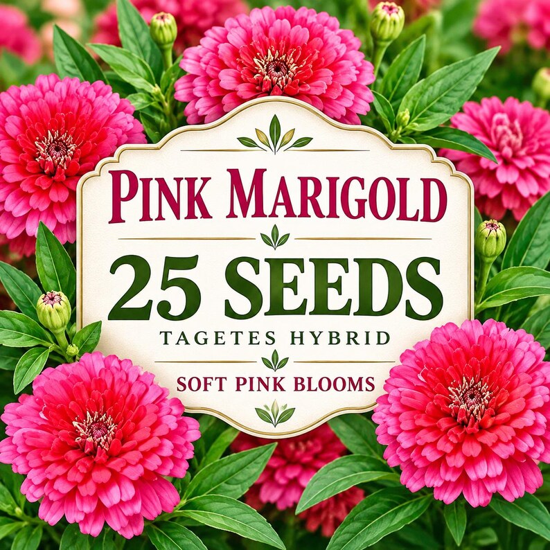 25 Pink Marigold Seeds Tagetes Hybrid soft pink pastel flower seeds for garden planting