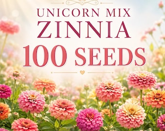 100 Unicorn Mix Zinnia Seeds – Vibrant Multicolor Flowers, Easy Grow Annual Blooms for Garden Beds, Borders & Containers