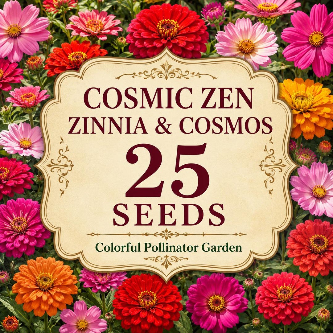 25 Cosmic Zen Zinnia & Cosmos Seed Mix | Non-gmo Pollinator Flower