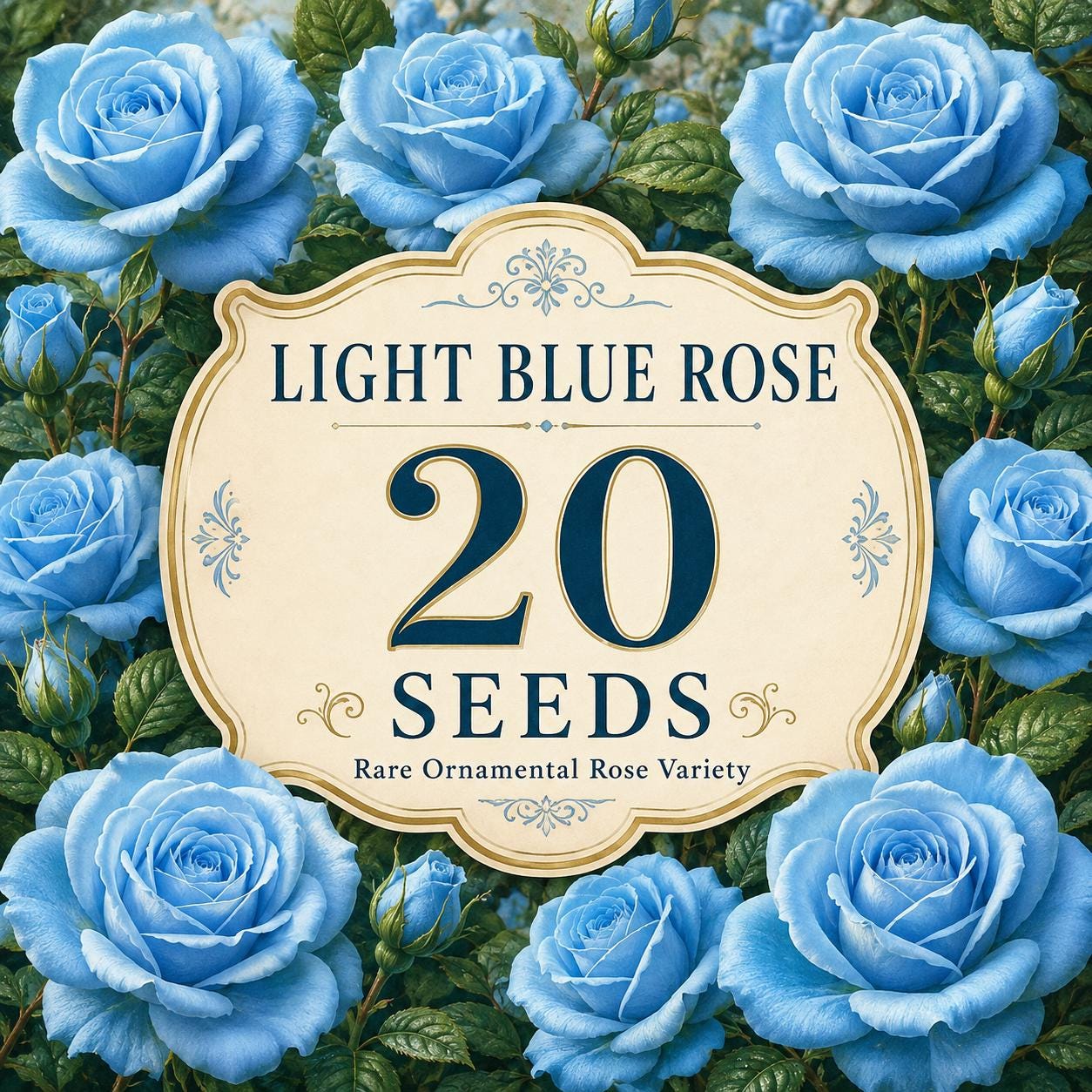 20 Light Blue Rose Seeds | Rare Blue Rose Flower Seeds | Heirloom