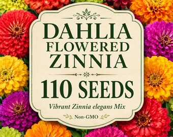 110 Dahlia Flowered Zinnia Seeds | Vibrant Zinnia elegans Mix | Colorful Heirloom Annual Flowers | Pollinator Friendly | Non-GMO