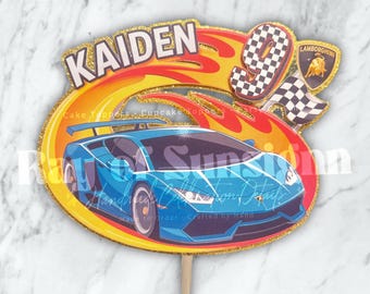 Custom Race Car Cake Topper, Personalized Name Age, Racing Theme Party Decor