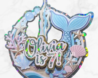 Personalized Mermaid Birthday Cake Topper | Under the Sea Party Decorations