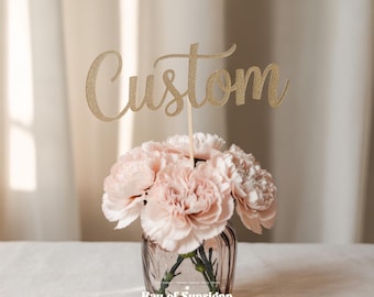 Custom Glitter Script Cake Topper | Personalized Wedding Bouquet Charm