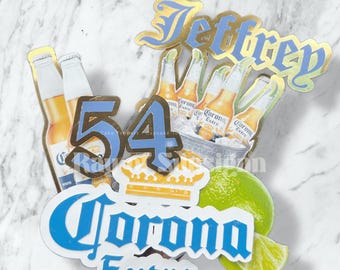 Personalized Corona Extra Beer Bucket Cake Topper | Birthday Party Decor