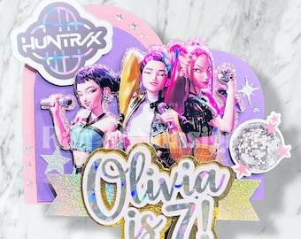 KPop Demon Hunters Cake Topper | Personalized Glitter Birthday Decoration